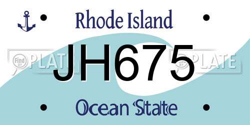 JH675 Rhode Island License Plate