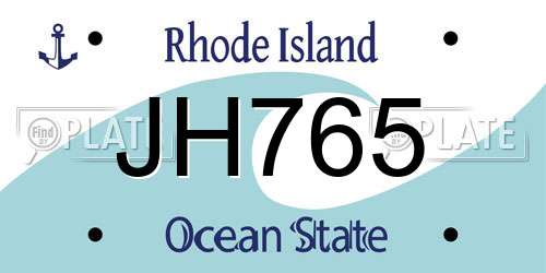 JH765 Rhode Island License Plate