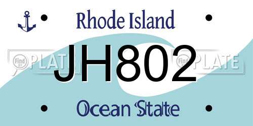 JH802 Rhode Island License Plate