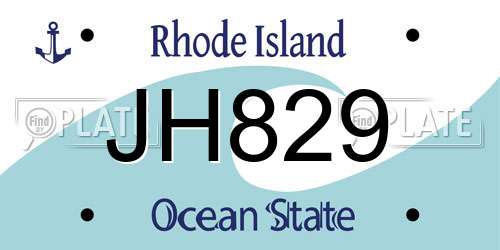 JH829 Rhode Island License Plate