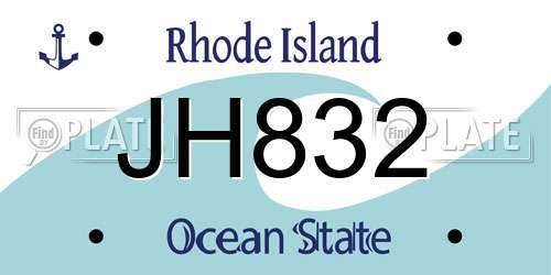 JH832 Rhode Island License Plate