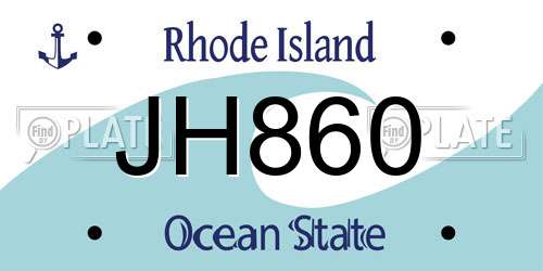 JH860 Rhode Island License Plate