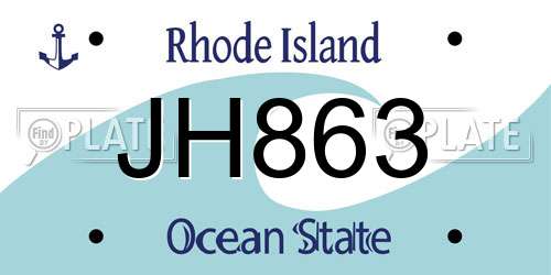JH863 Rhode Island License Plate