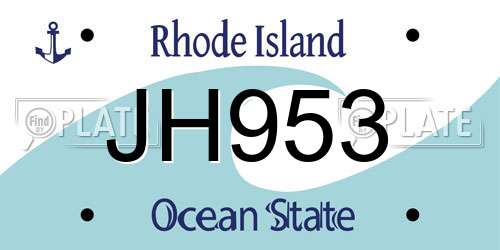 JH953 Rhode Island License Plate