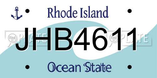 JHB4611 Rhode Island License Plate