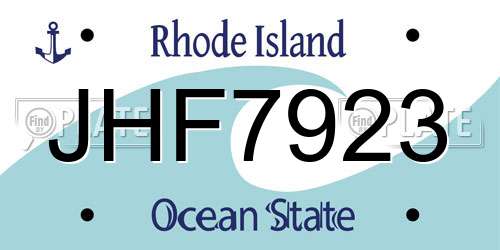 JHF7923 Rhode Island License Plate