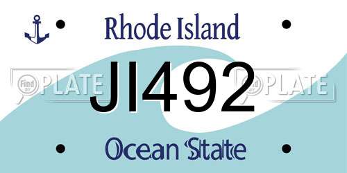 JI492 Rhode Island License Plate