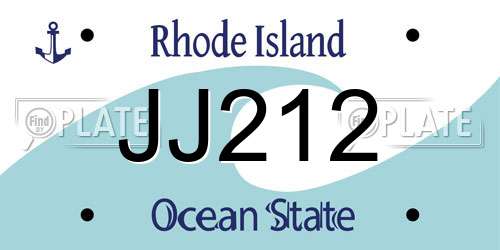 JJ212 Rhode Island License Plate