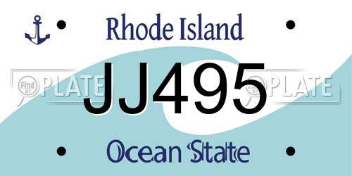 JJ495 Rhode Island License Plate