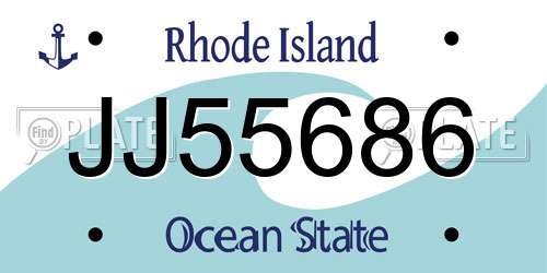 JJ55686 Rhode Island License Plate