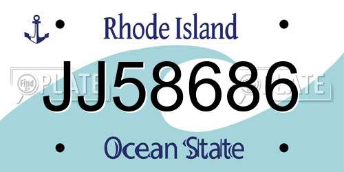 JJ58686 Rhode Island License Plate