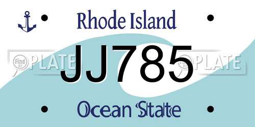 JJ785 Rhode Island License Plate