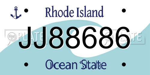 JJ88686 Rhode Island License Plate