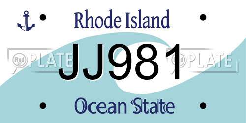 JJ981 Rhode Island License Plate