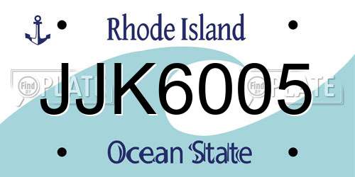JJK6005 Rhode Island License Plate
