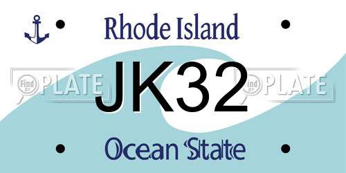 JK32 Rhode Island License Plate
