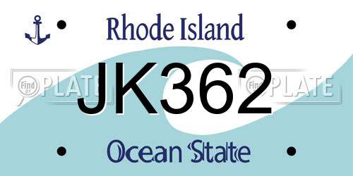 JK362 Rhode Island License Plate