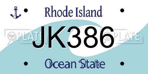 JK386 Rhode Island License Plate