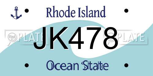 JK478 Rhode Island License Plate