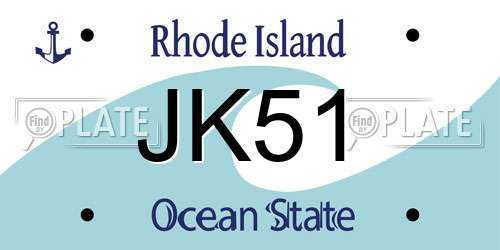 JK51 Rhode Island License Plate