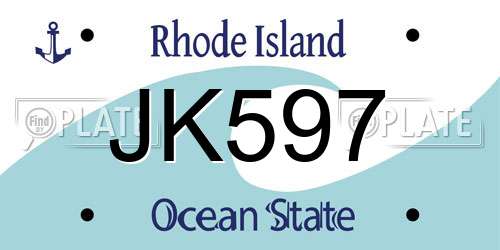 JK597 Rhode Island License Plate