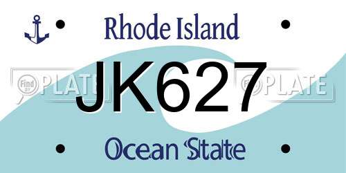 JK627 Rhode Island License Plate