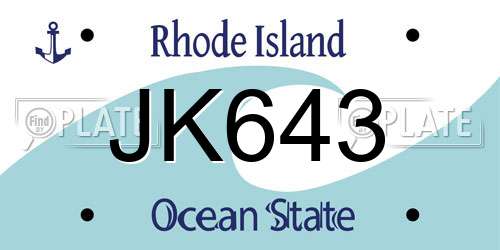 JK643 Rhode Island License Plate