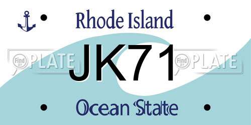 JK71 Rhode Island License Plate