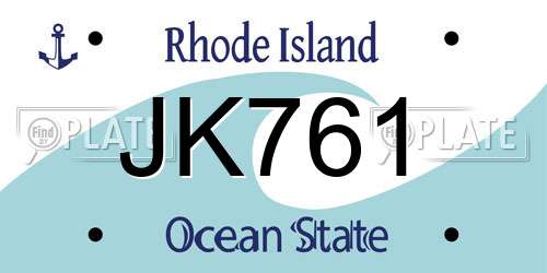 JK761 Rhode Island License Plate