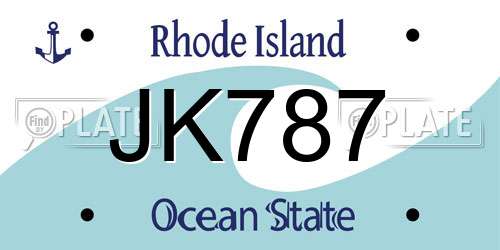 JK787 Rhode Island License Plate