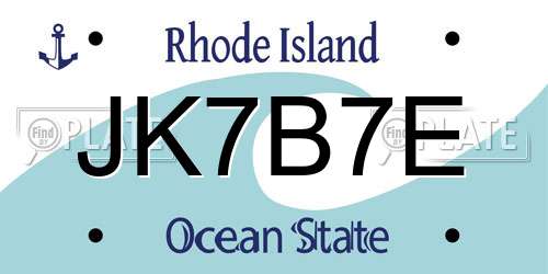 JK7B7E Rhode Island License Plate