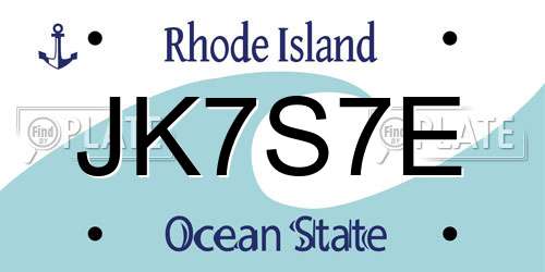 JK7S7E Rhode Island License Plate