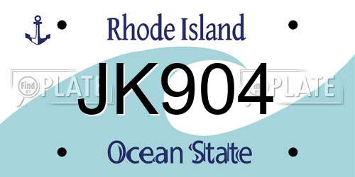 JK904 Rhode Island License Plate