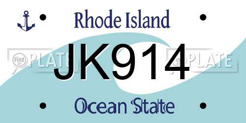 JK914 Rhode Island License Plate