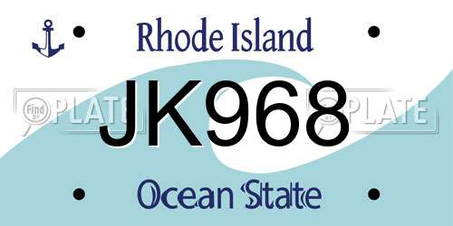 JK968 Rhode Island License Plate