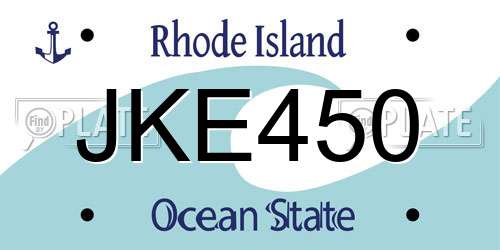 JKE450 Rhode Island License Plate