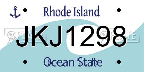 JKJ1298 Rhode Island License Plate