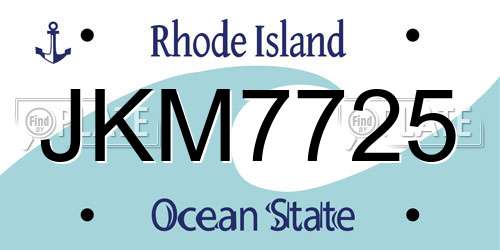JKM7725 Rhode Island License Plate