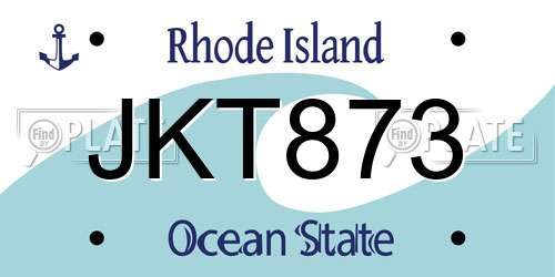 JKT873 Rhode Island License Plate