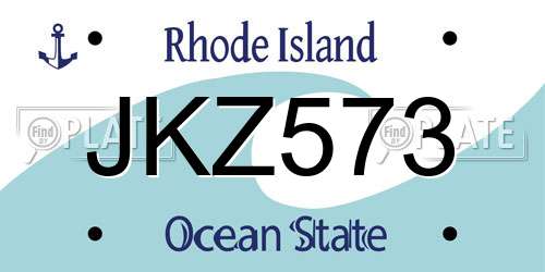 JKZ573 Rhode Island License Plate