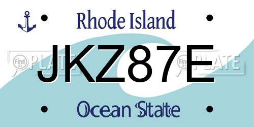 JKZ87E Rhode Island License Plate