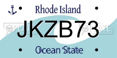 JKZB73 Rhode Island License Plate