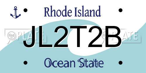 JL2T2B Rhode Island License Plate