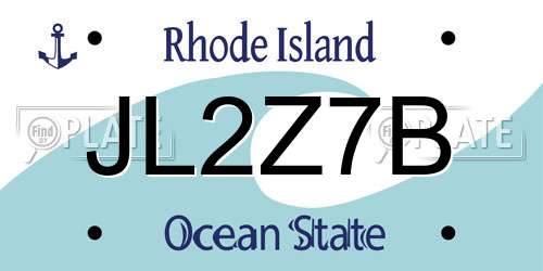 JL2Z7B Rhode Island License Plate