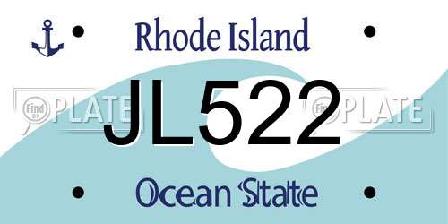 JL522 Rhode Island License Plate