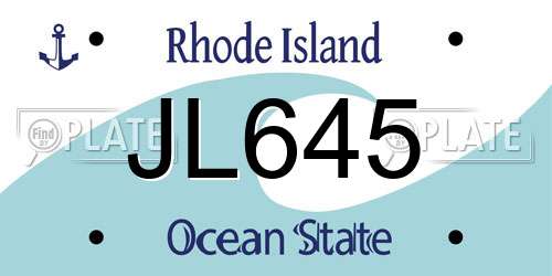 JL645 Rhode Island License Plate