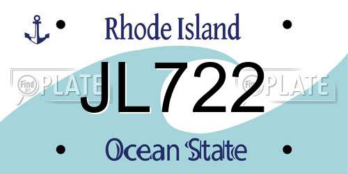 JL722 Rhode Island License Plate