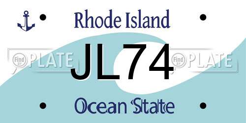 JL74 Rhode Island License Plate