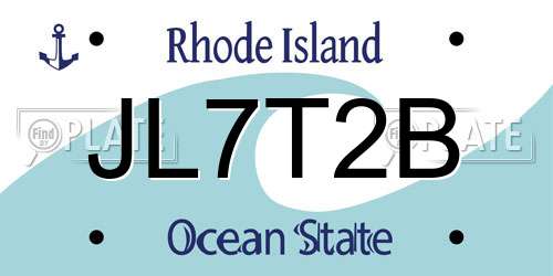 JL7T2B Rhode Island License Plate