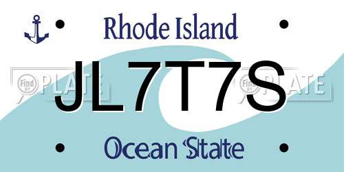 JL7T7S Rhode Island License Plate